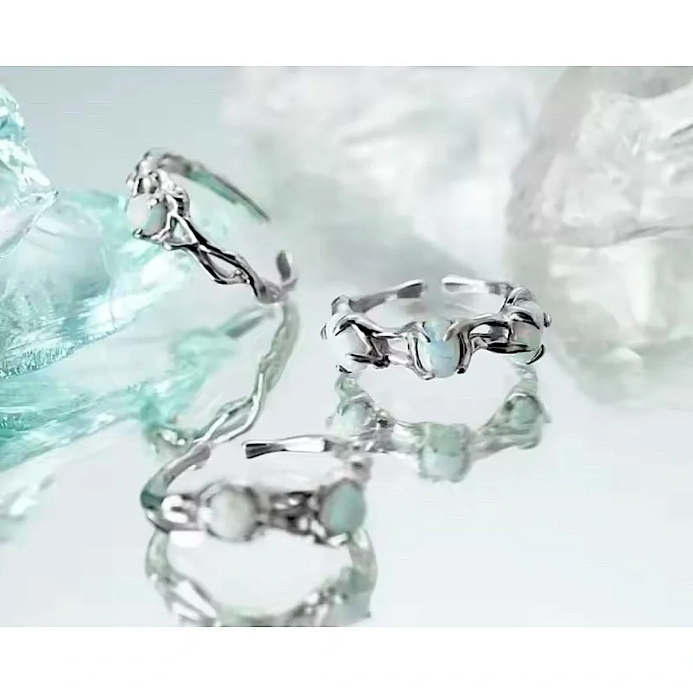 Opal Ring, Adjustable Ring, 925 Silver‎ Statement Ring, Women